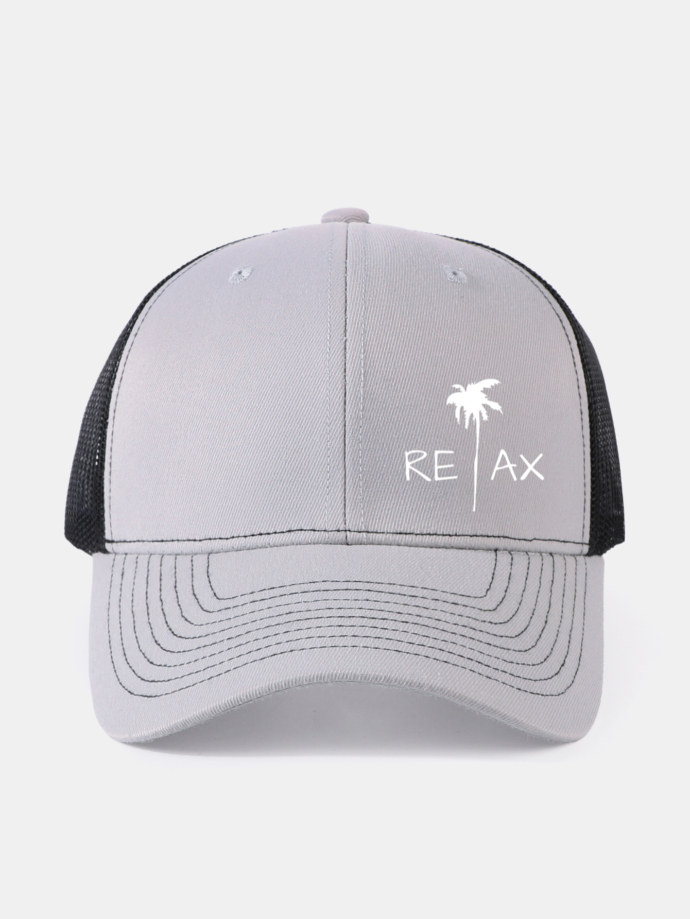 Relax Palm Tree Print Mesh Baseball Cap