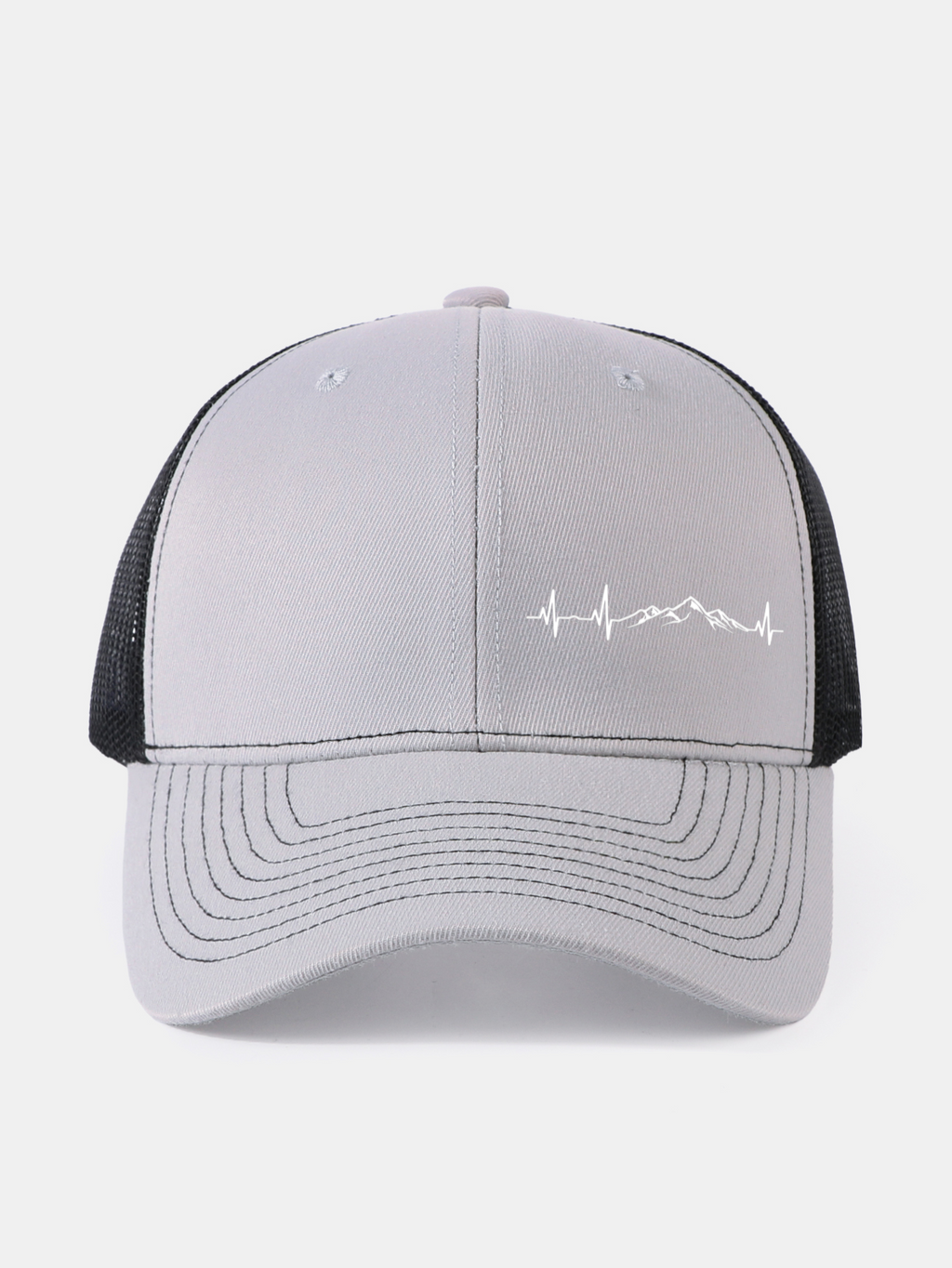 Mountain Heartbeat Print Mesh Baseball Cap