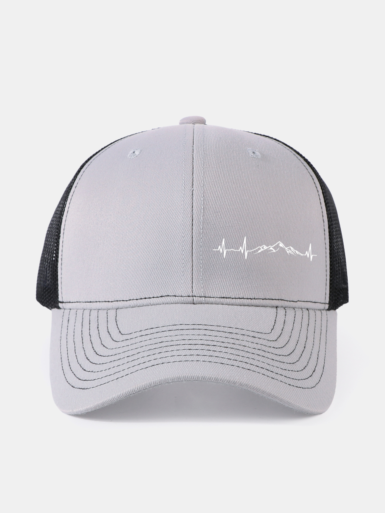 Mountain Heartbeat Print Mesh Baseball Cap