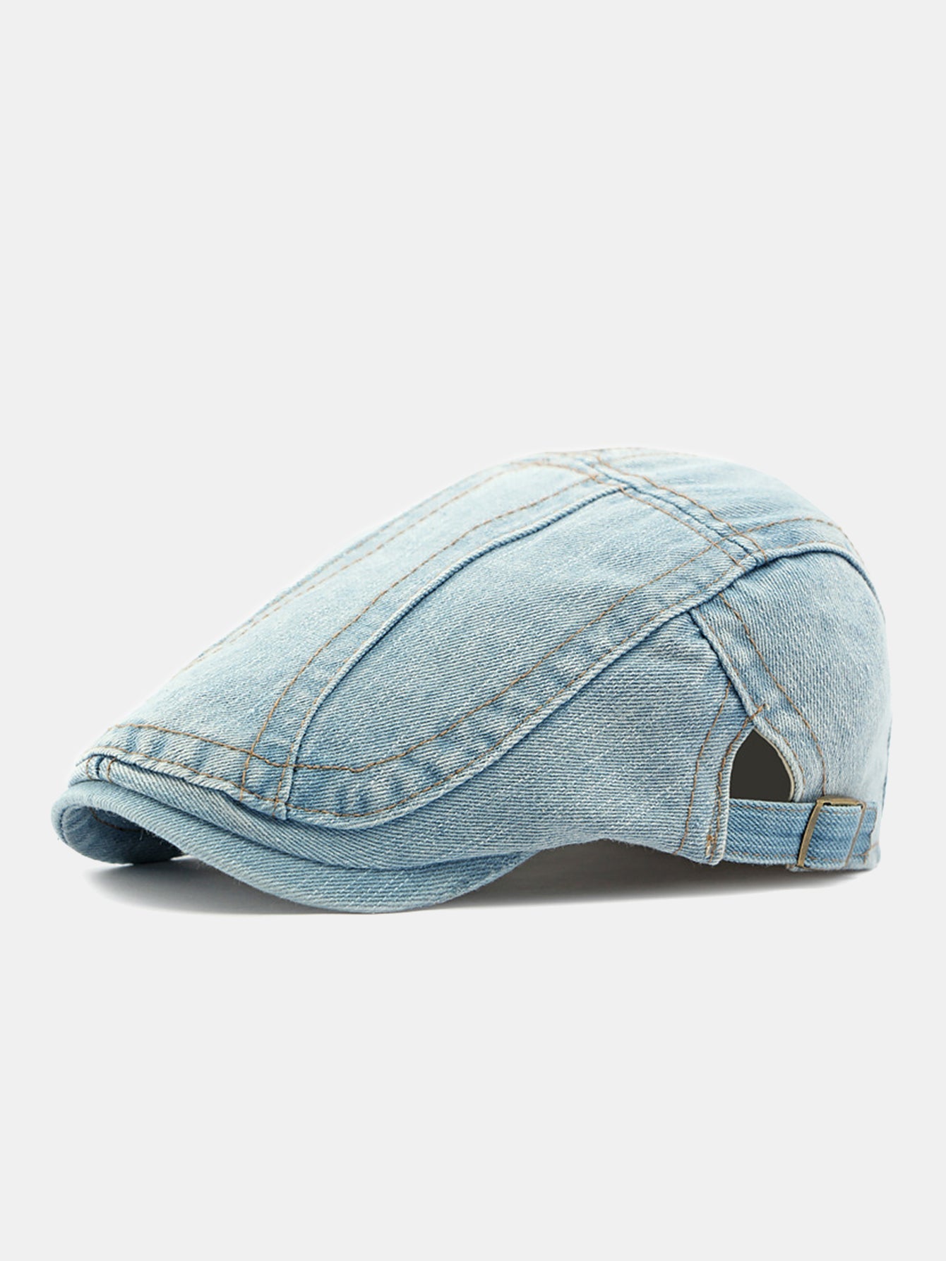 Vintage Washed Denim Flat Cap Adjustable Ivy Newsboy Hat