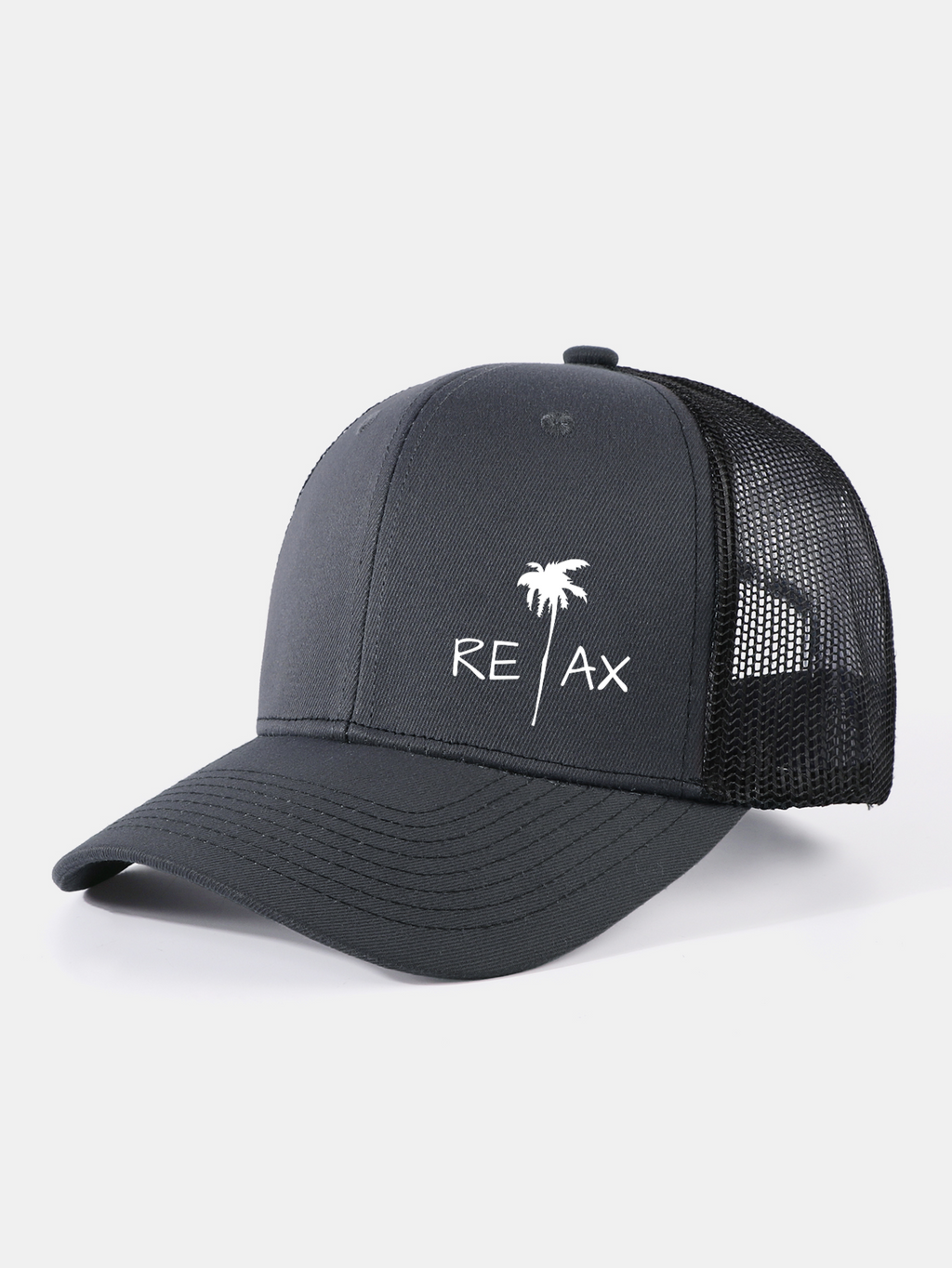 Relax Palm Tree Print Mesh Baseball Cap
