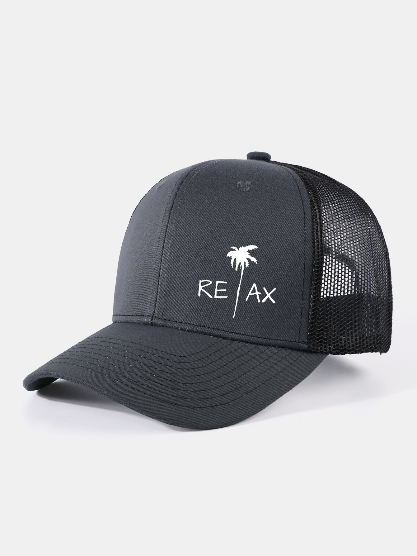 Relax Palm Tree Print Mesh Baseball Cap