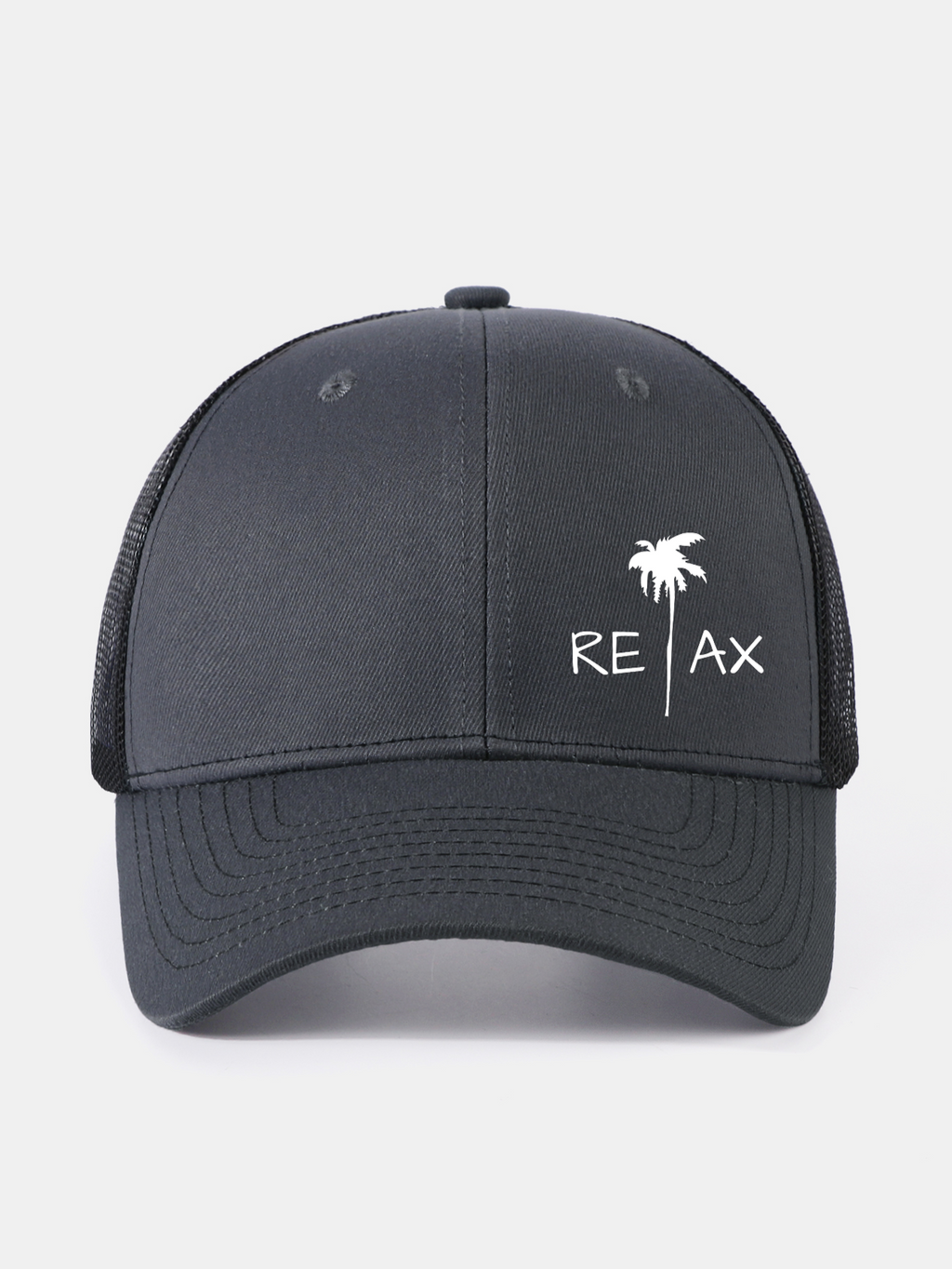 Relax Palm Tree Print Mesh Baseball Cap