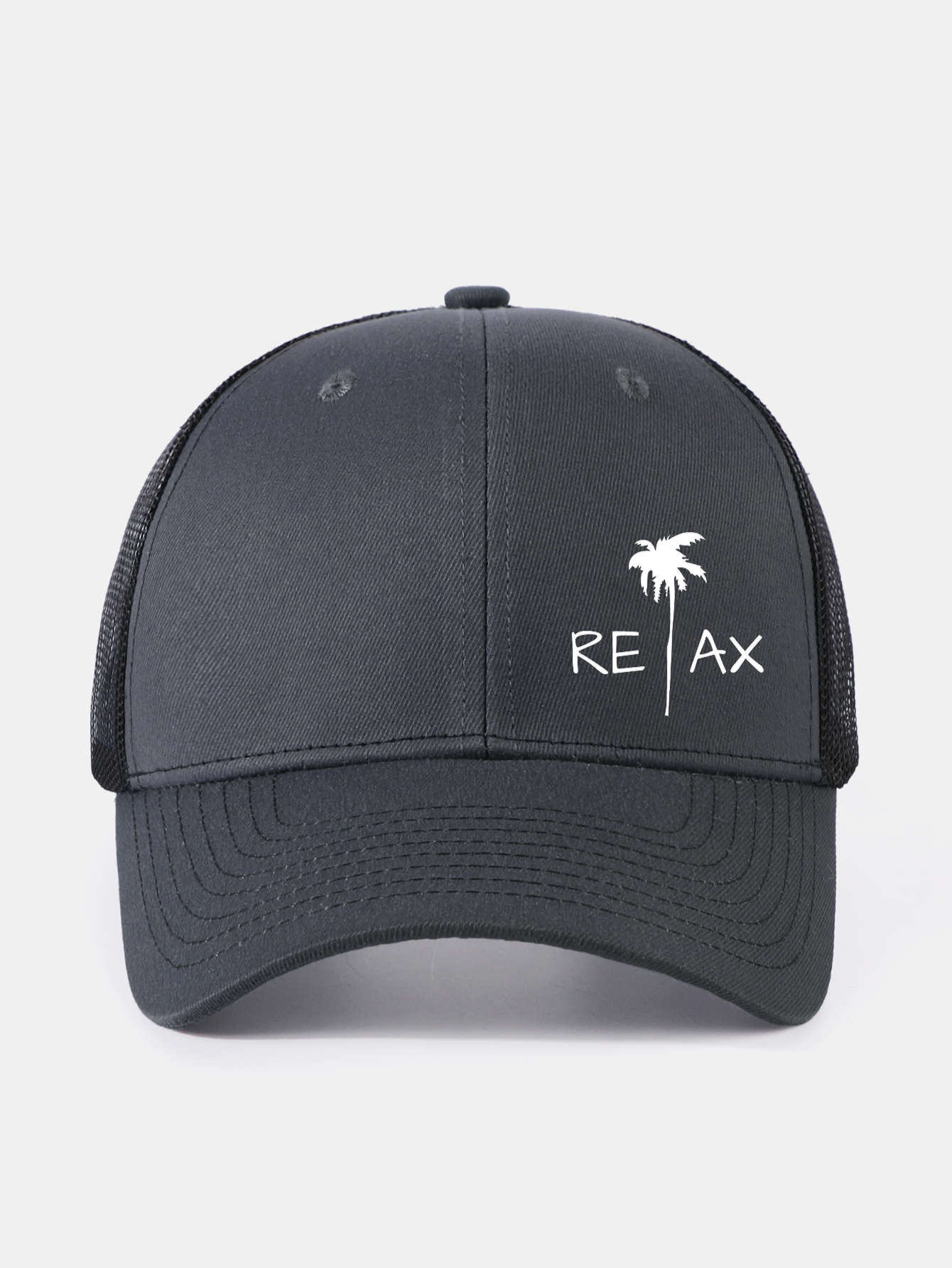 Relax Palm Tree Print Mesh Baseball Cap