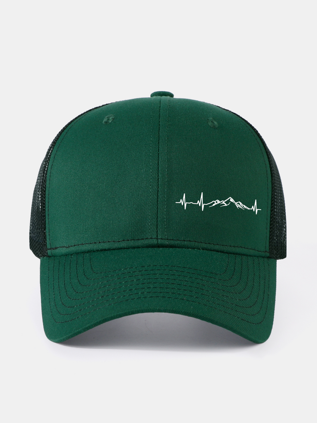 Mountain Heartbeat Print Mesh Baseball Cap