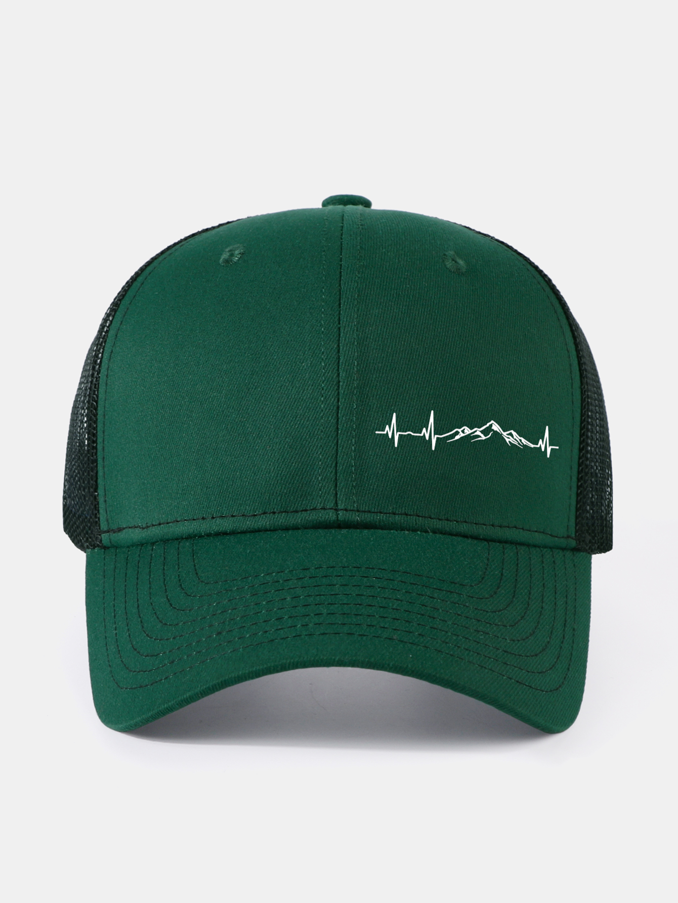 Mountain Heartbeat Print Mesh Baseball Cap