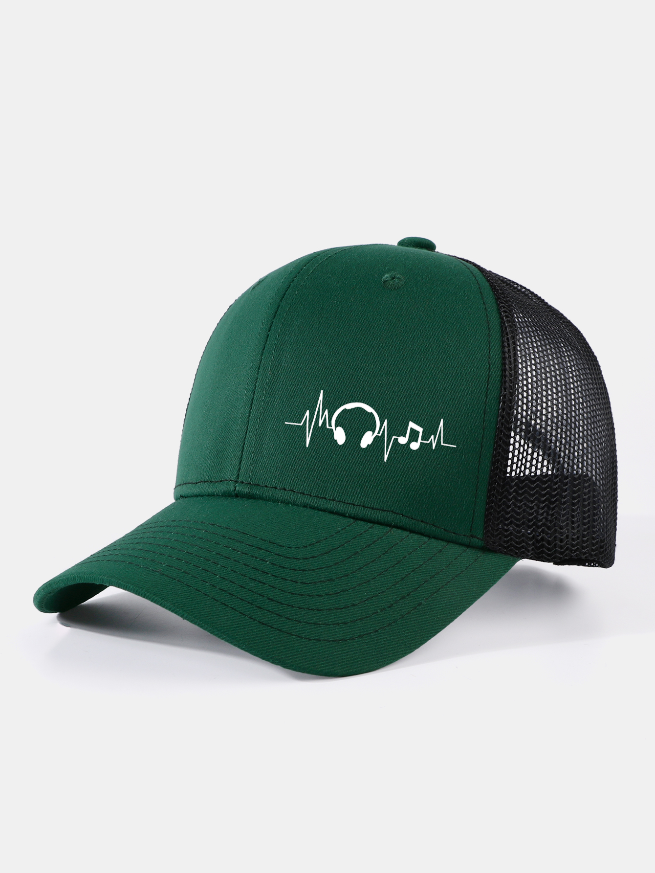 Musical Heartbeat Print Mesh Baseball Cap