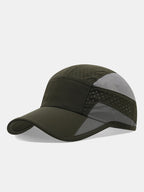 Quick Dry Vented Athletic Cap | Perforated Mesh Spliced Low Profile Lightweight Adjustable Running Sports Hat