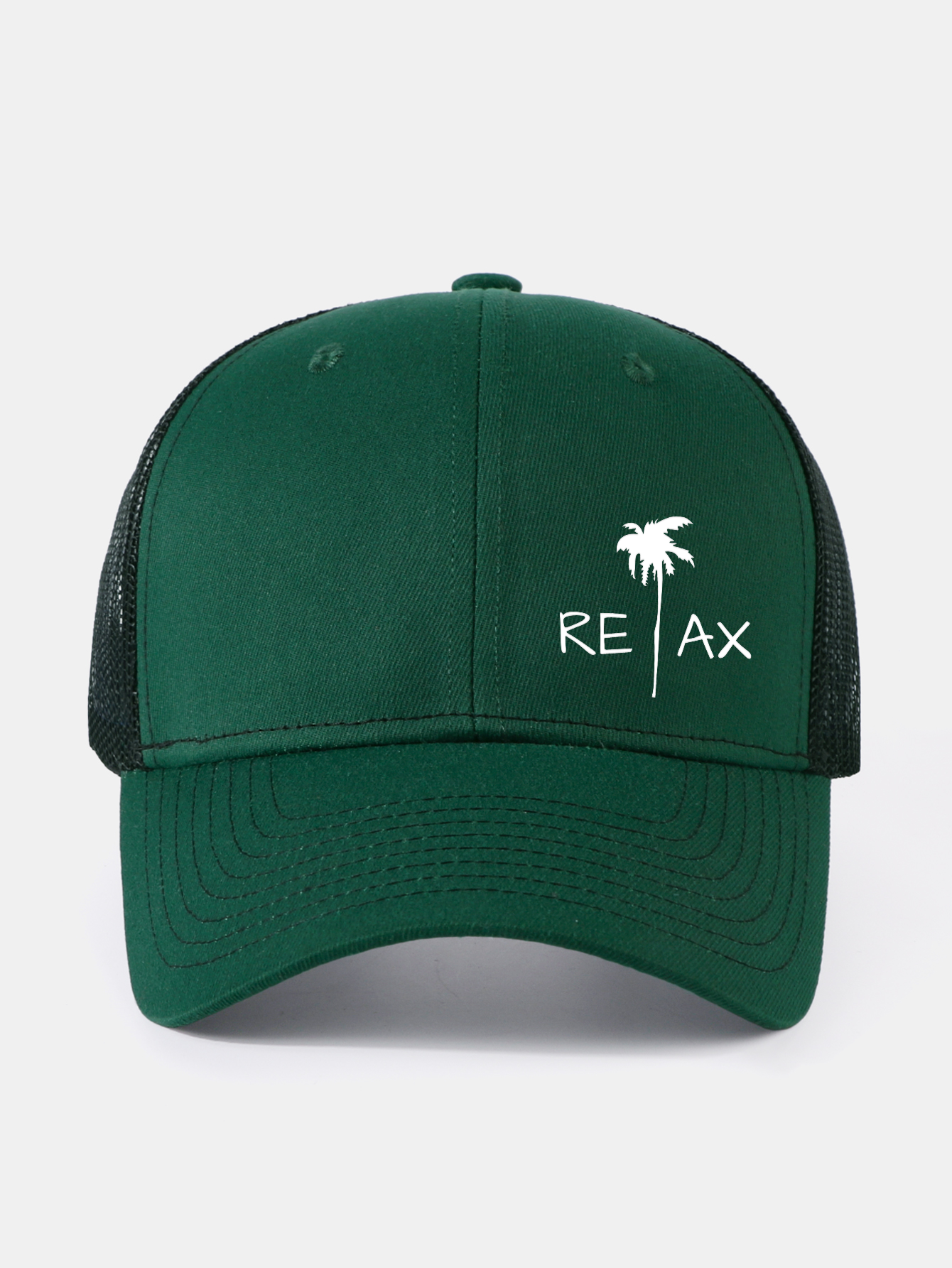 Relax Palm Tree Print Mesh Baseball Cap