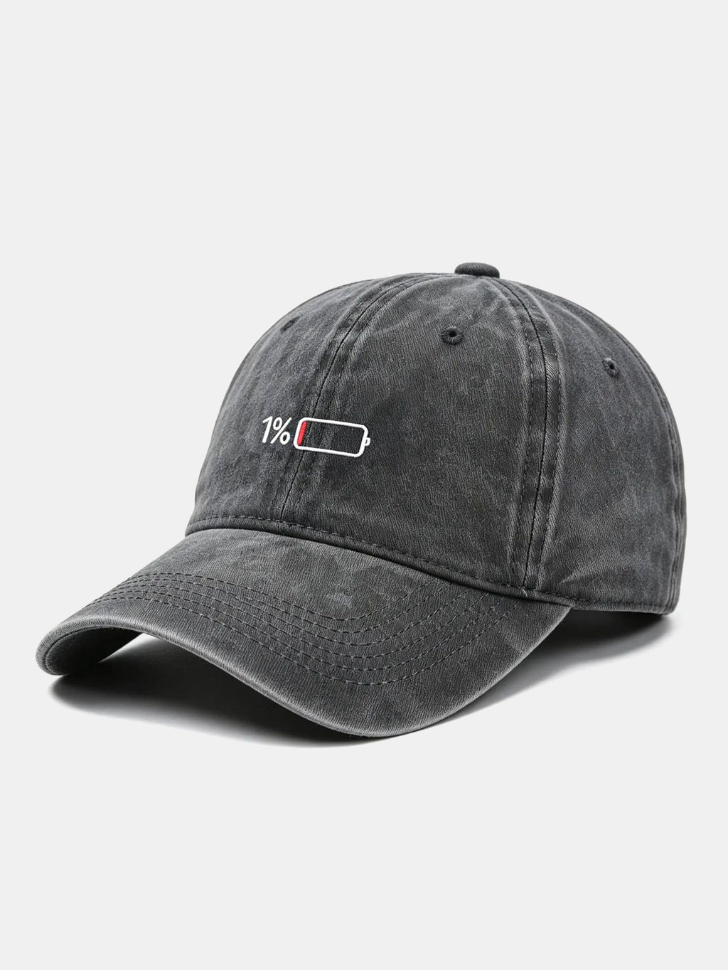 1% Battery Embroidered Washed Baseball Cap