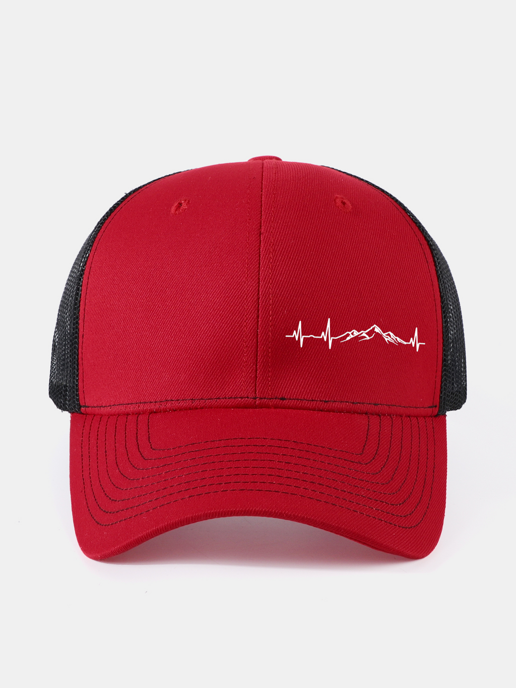 Mountain Heartbeat Print Mesh Baseball Cap