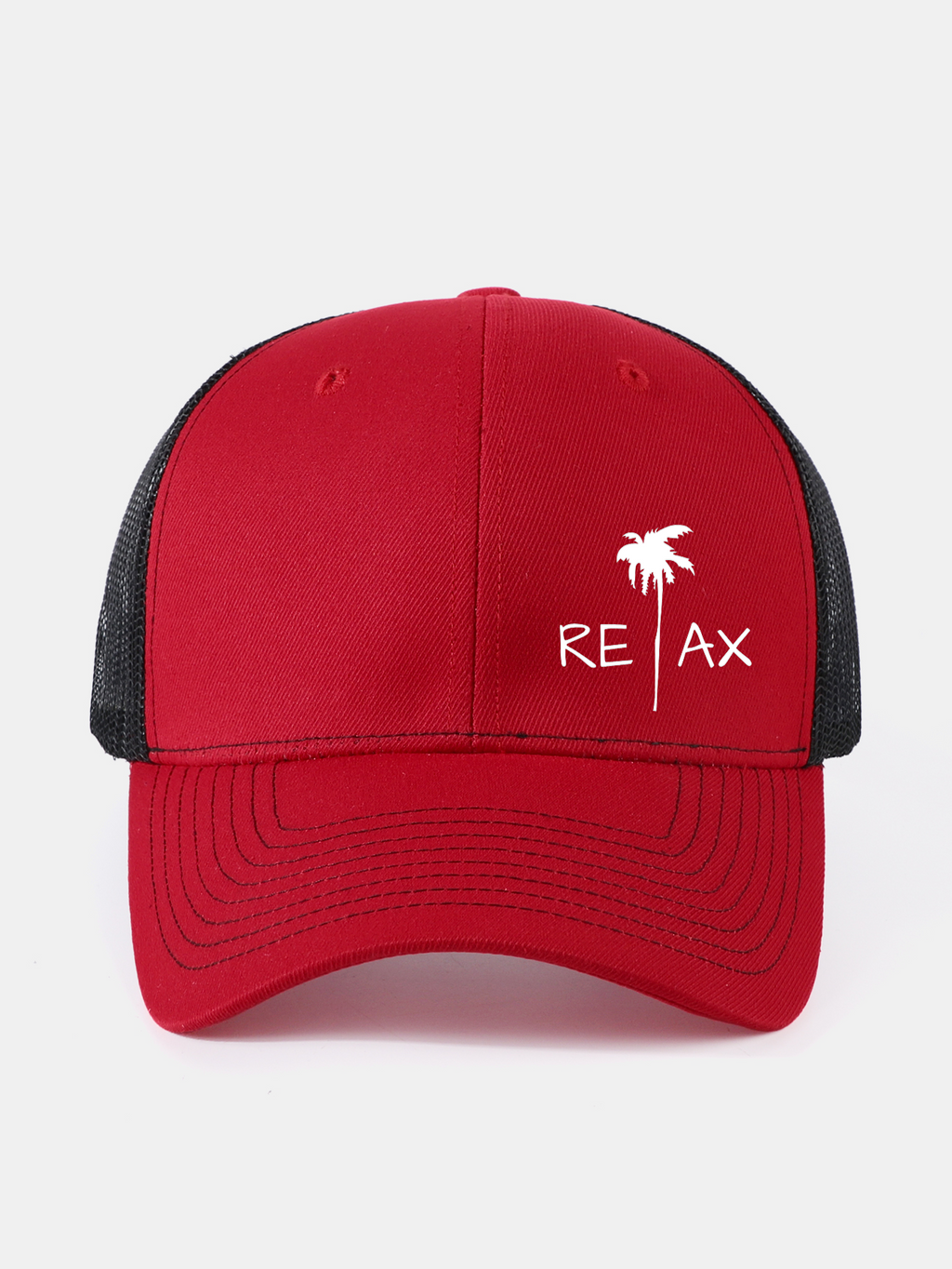 Relax Palm Tree Print Mesh Baseball Cap