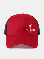 Relax Palm Tree Print Mesh Baseball Cap