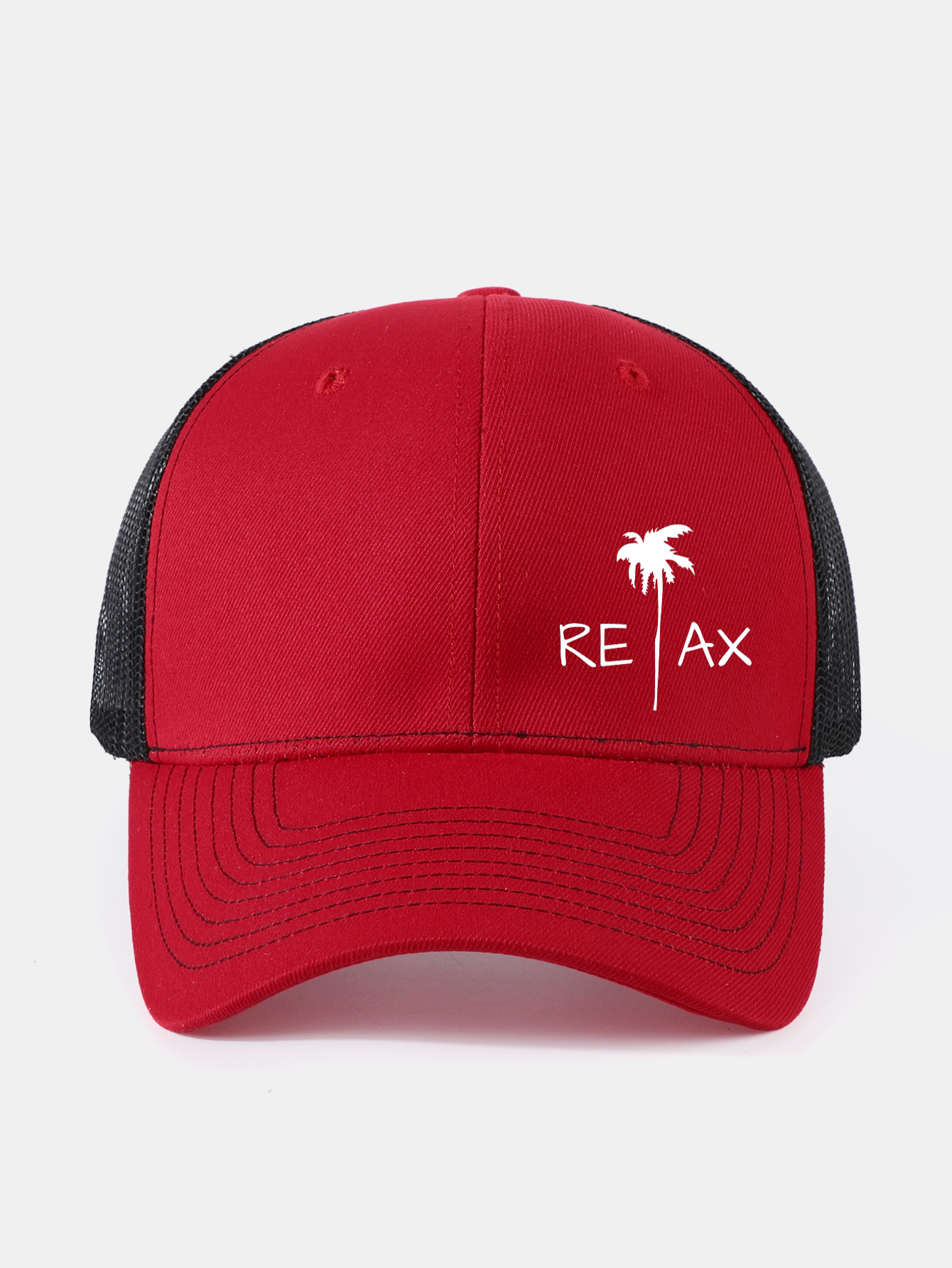 Relax Palm Tree Print Mesh Baseball Cap