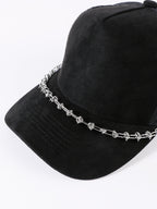 Vintage Suede Trucker Hat with Silver Chain Mesh Baseball Cap