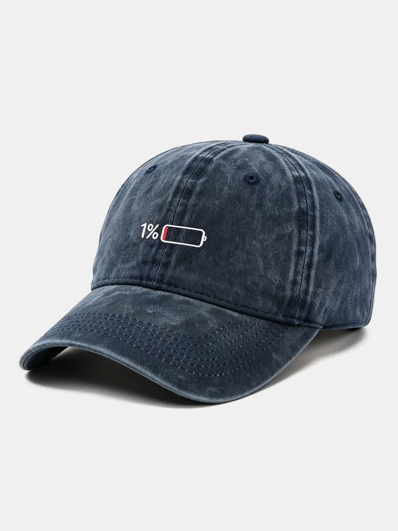 1% Battery Embroidered Washed Baseball Cap
