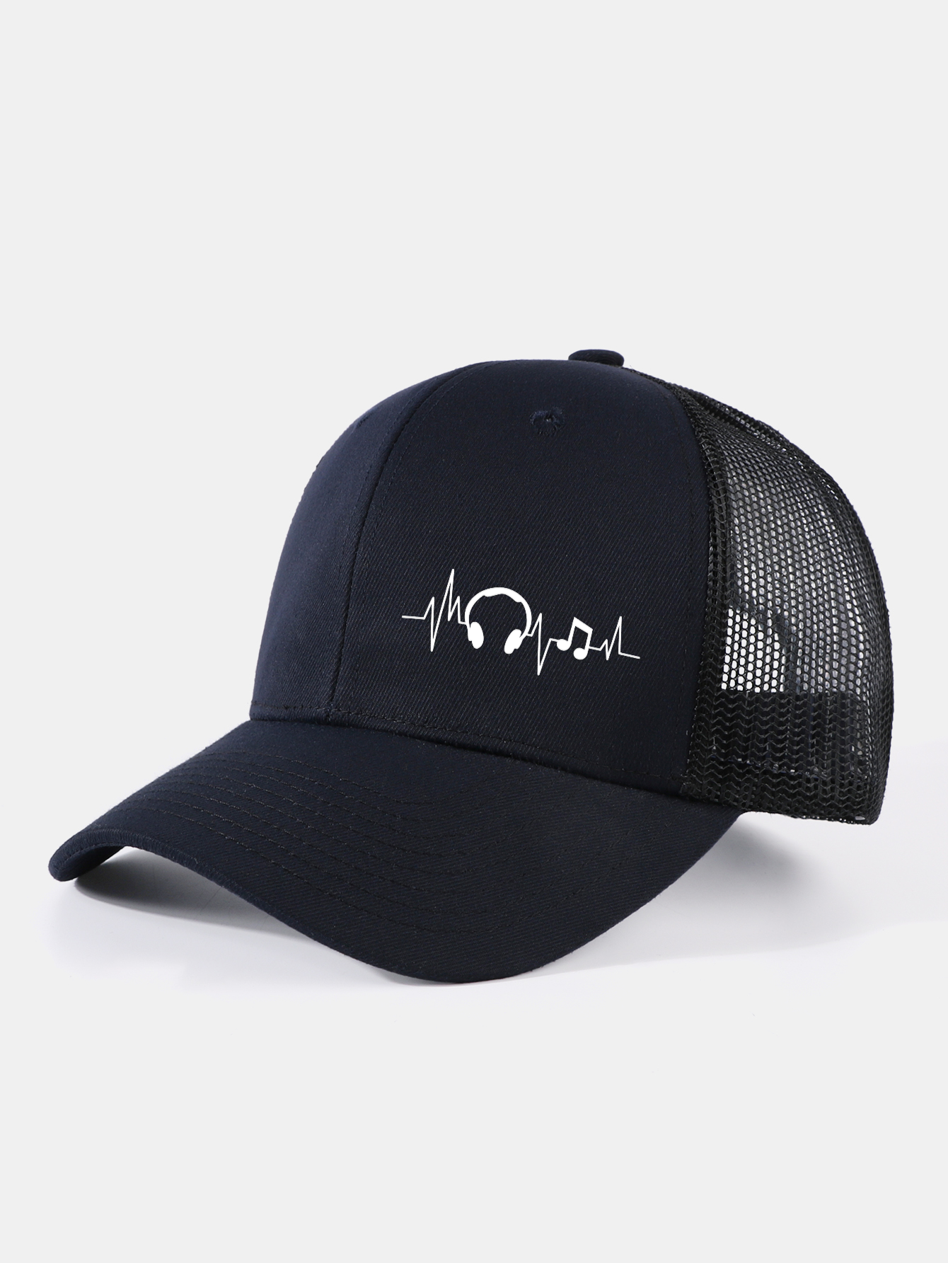 Musical Heartbeat Print Mesh Baseball Cap