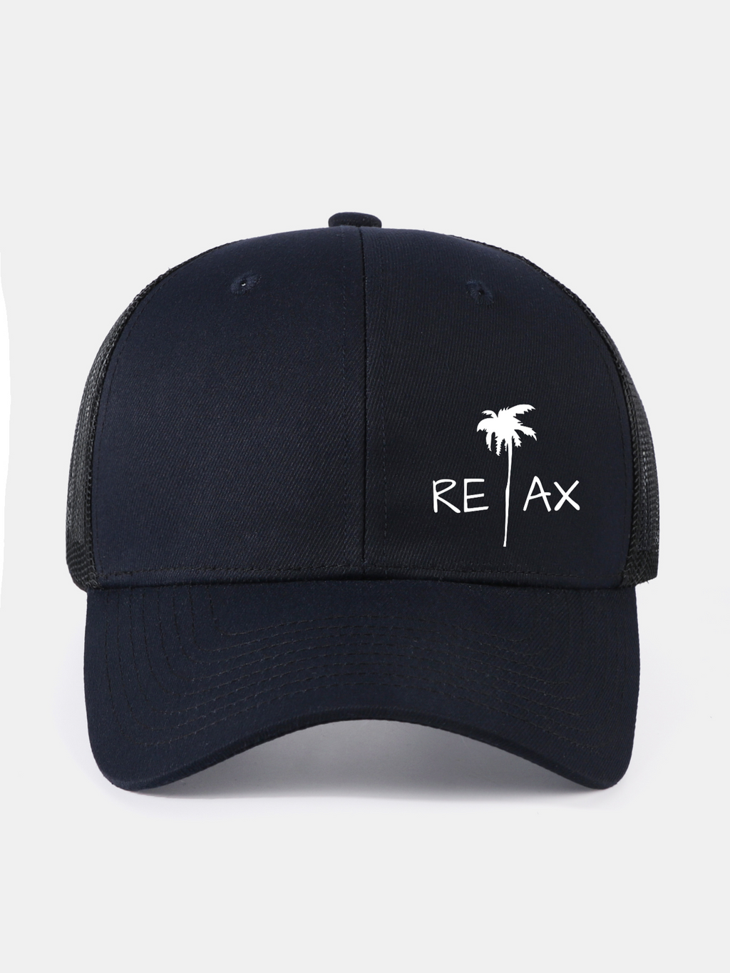Relax Palm Tree Print Mesh Baseball Cap