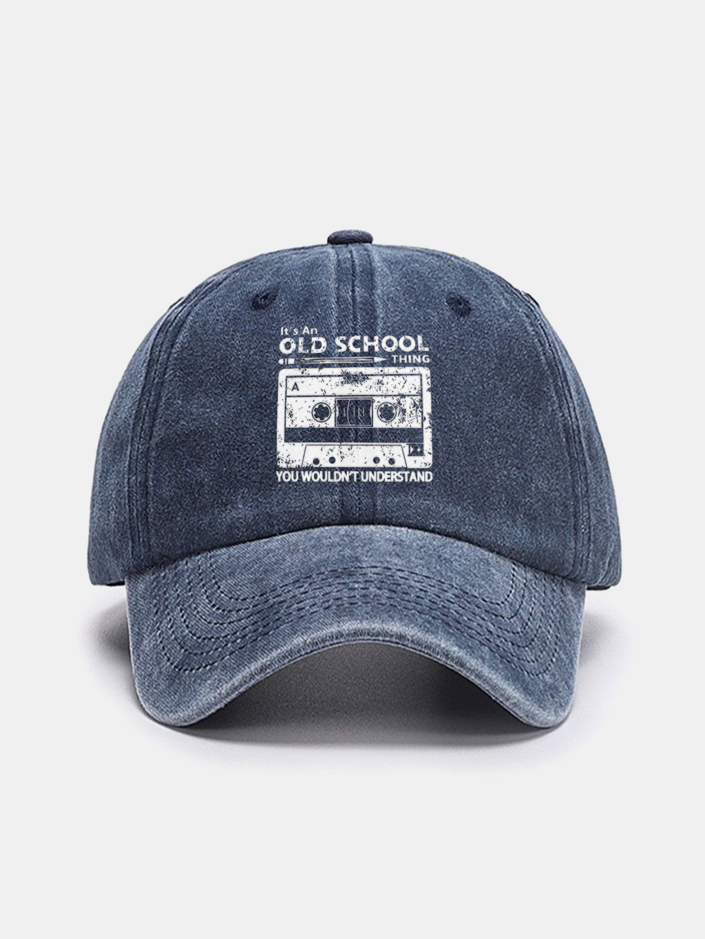 Cassette Tape Print Washed Baseball Cap