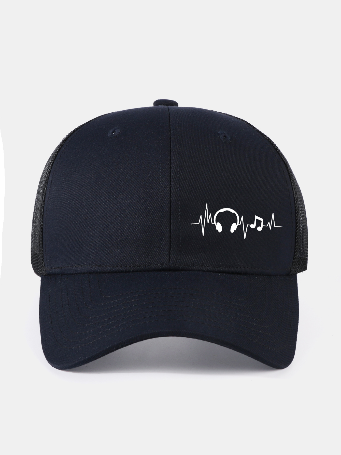 Musical Heartbeat Print Mesh Baseball Cap