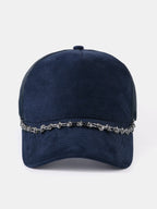 Vintage Suede Trucker Hat with Silver Chain Mesh Baseball Cap