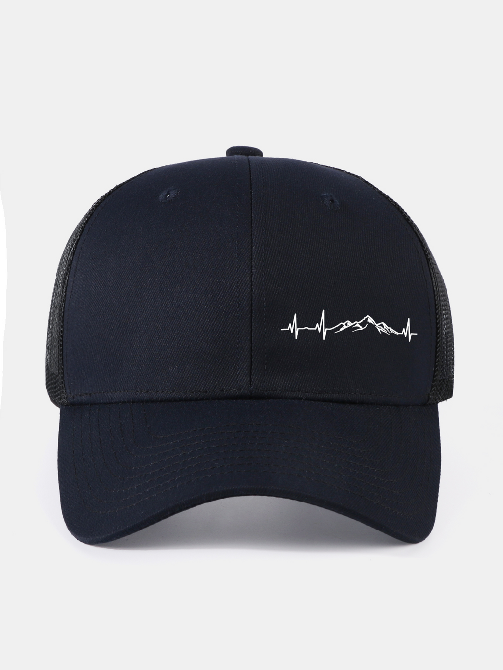 Mountain Heartbeat Print Mesh Baseball Cap