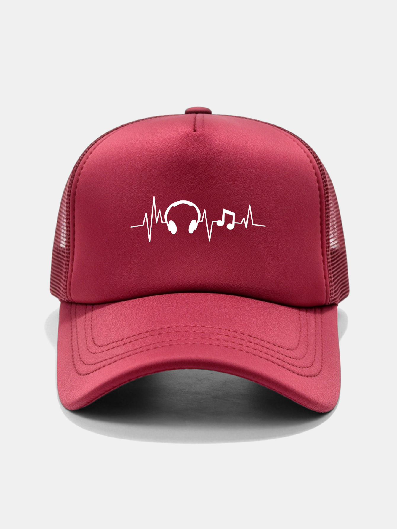 Musical Heartbeat Print Mesh Baseball Cap