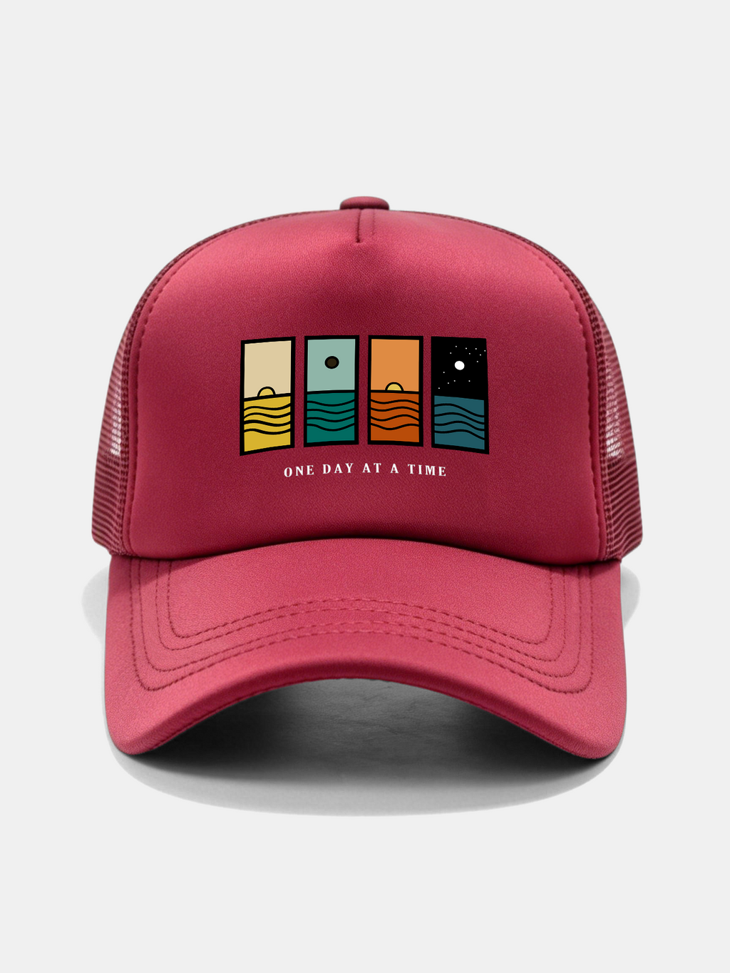 One Day At A Time Print Mesh Baseball Cap
