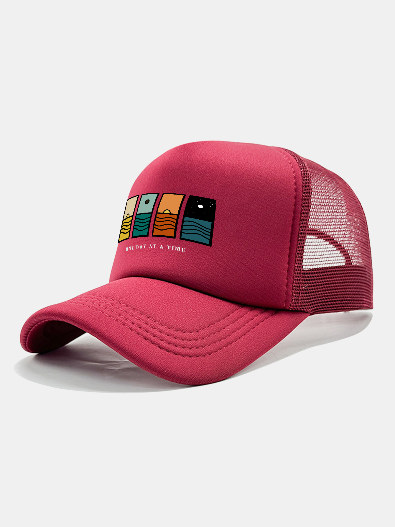 One Day At A Time Print Mesh Baseball Cap