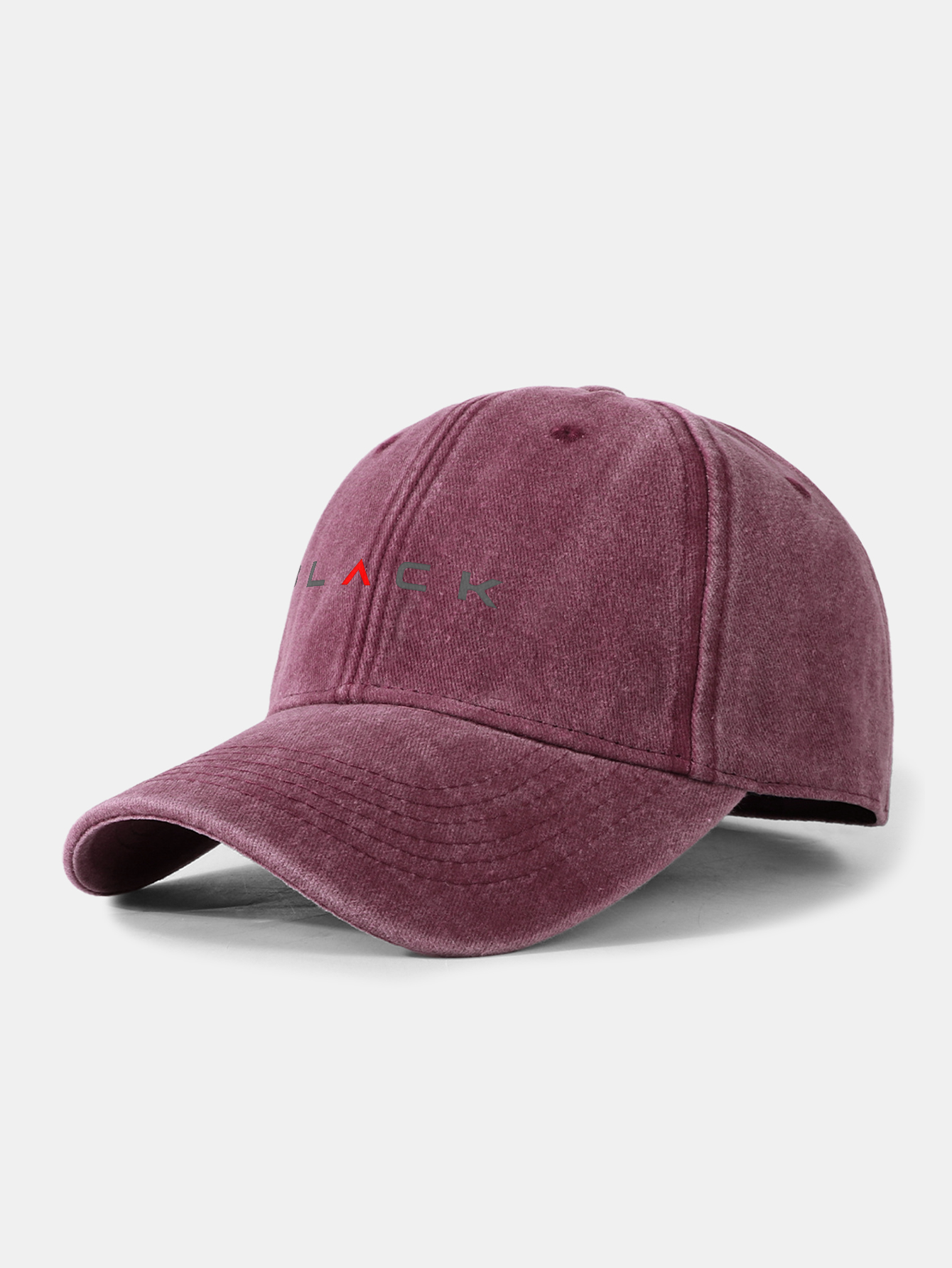 Black Print Washed Baseball Cap