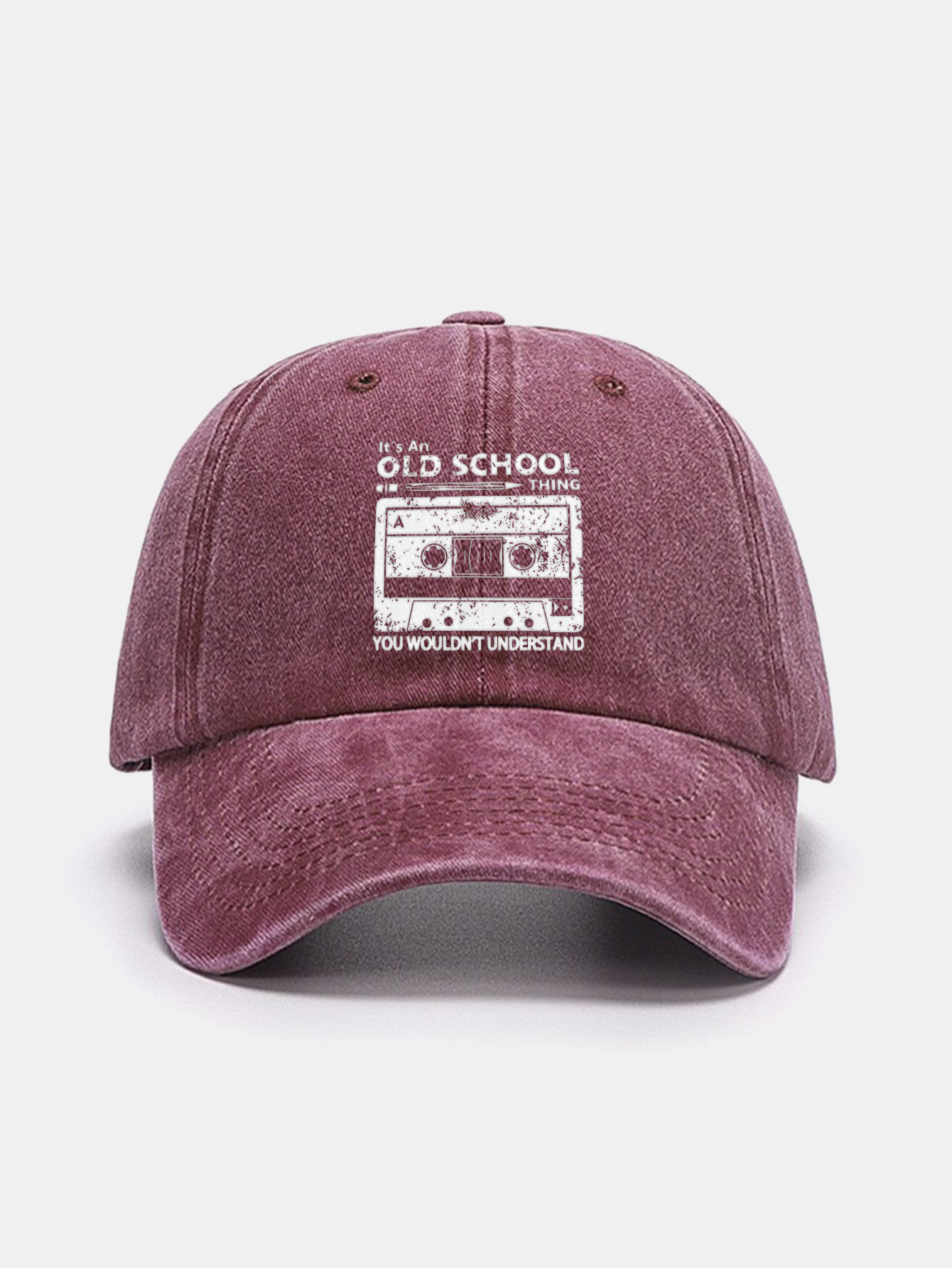 Cassette Tape Print Washed Baseball Cap