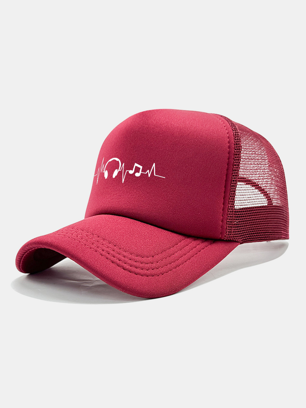 Musical Heartbeat Print Mesh Baseball Cap