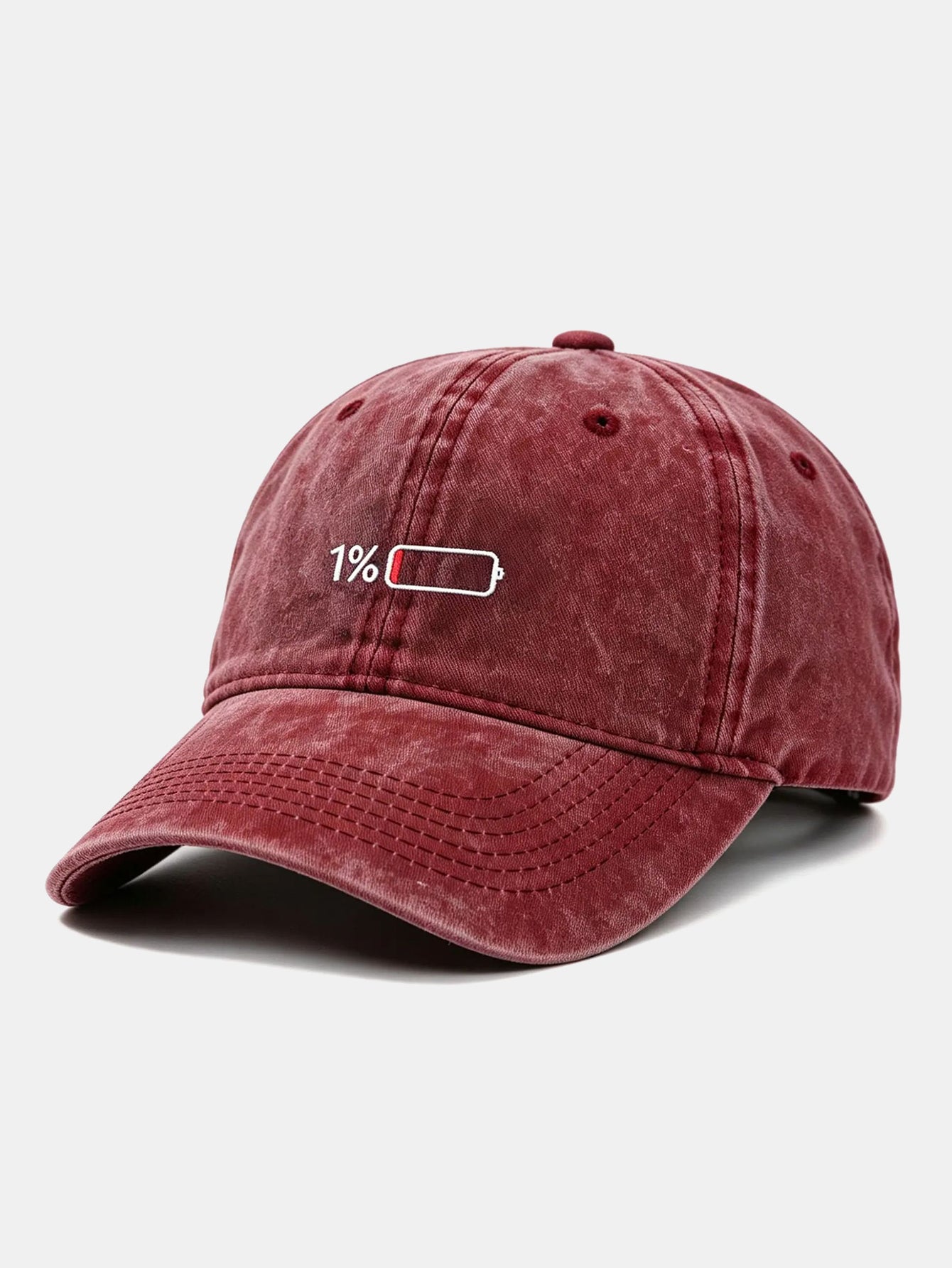 1% Battery Embroidered Washed Baseball Cap