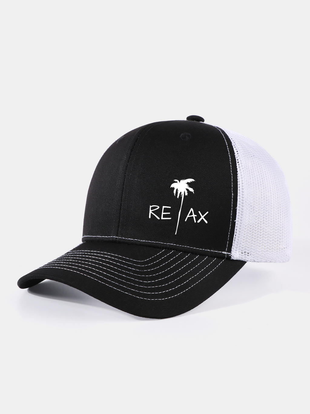 Relax Palm Tree Print Mesh Baseball Cap