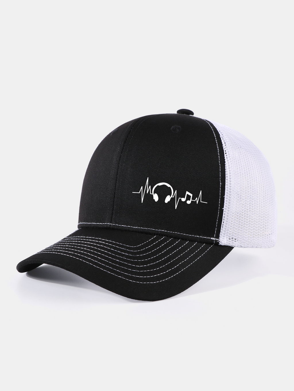 Musical Heartbeat Print Mesh Baseball Cap