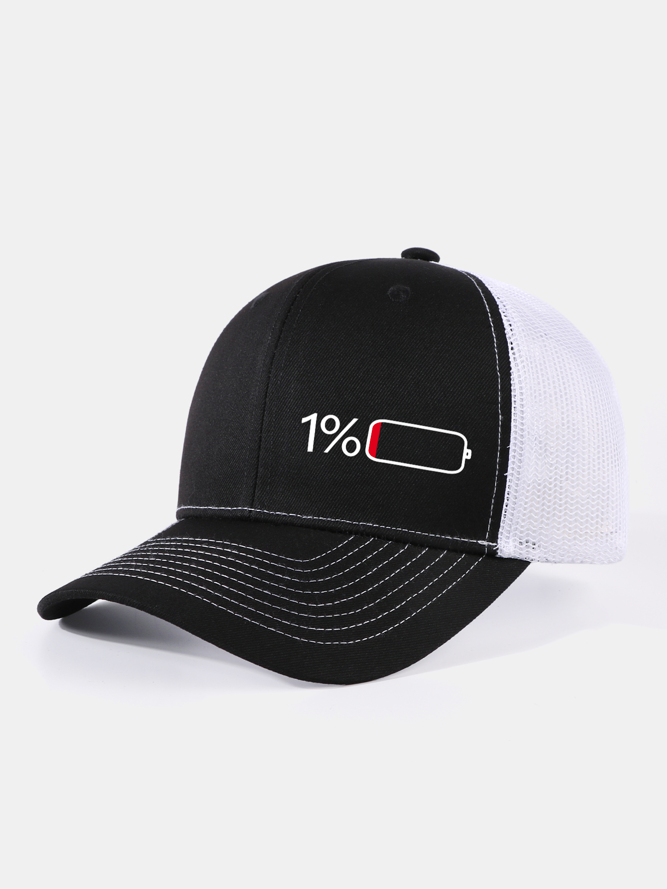 1% Battery Print Mesh Baseball Cap