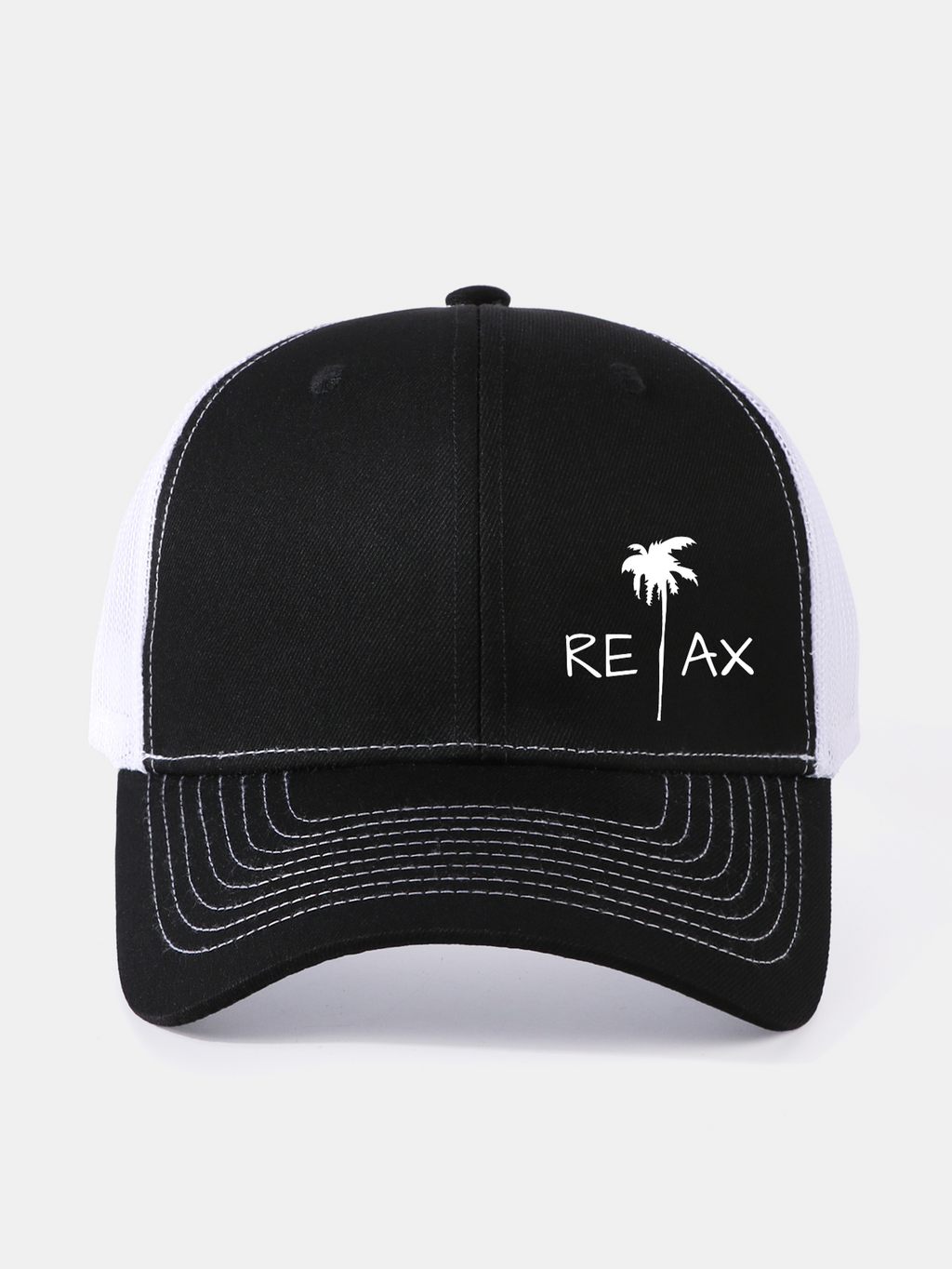 Relax Palm Tree Print Mesh Baseball Cap