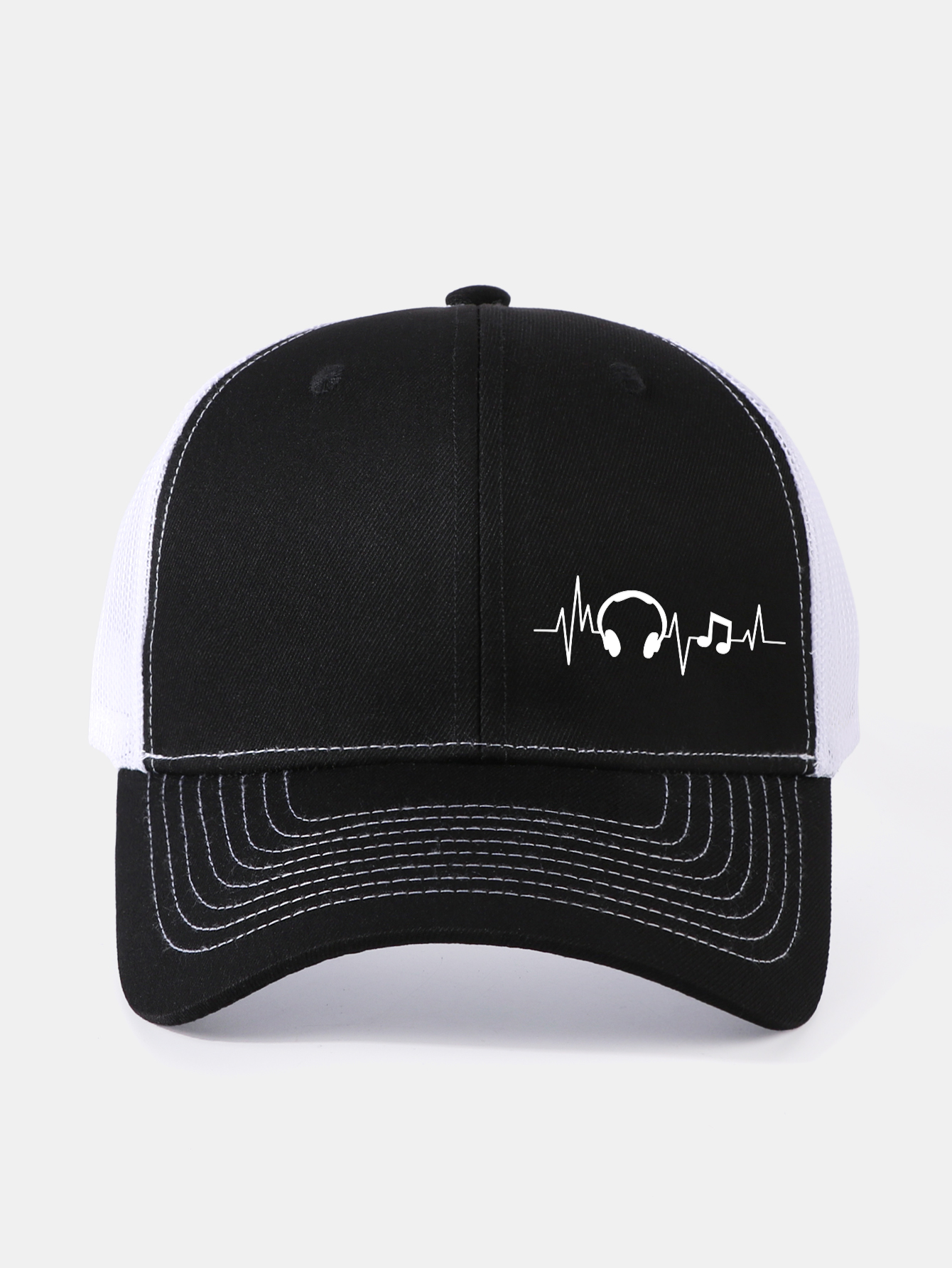 Musical Heartbeat Print Mesh Baseball Cap