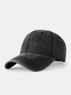 Black Print Washed Baseball Cap