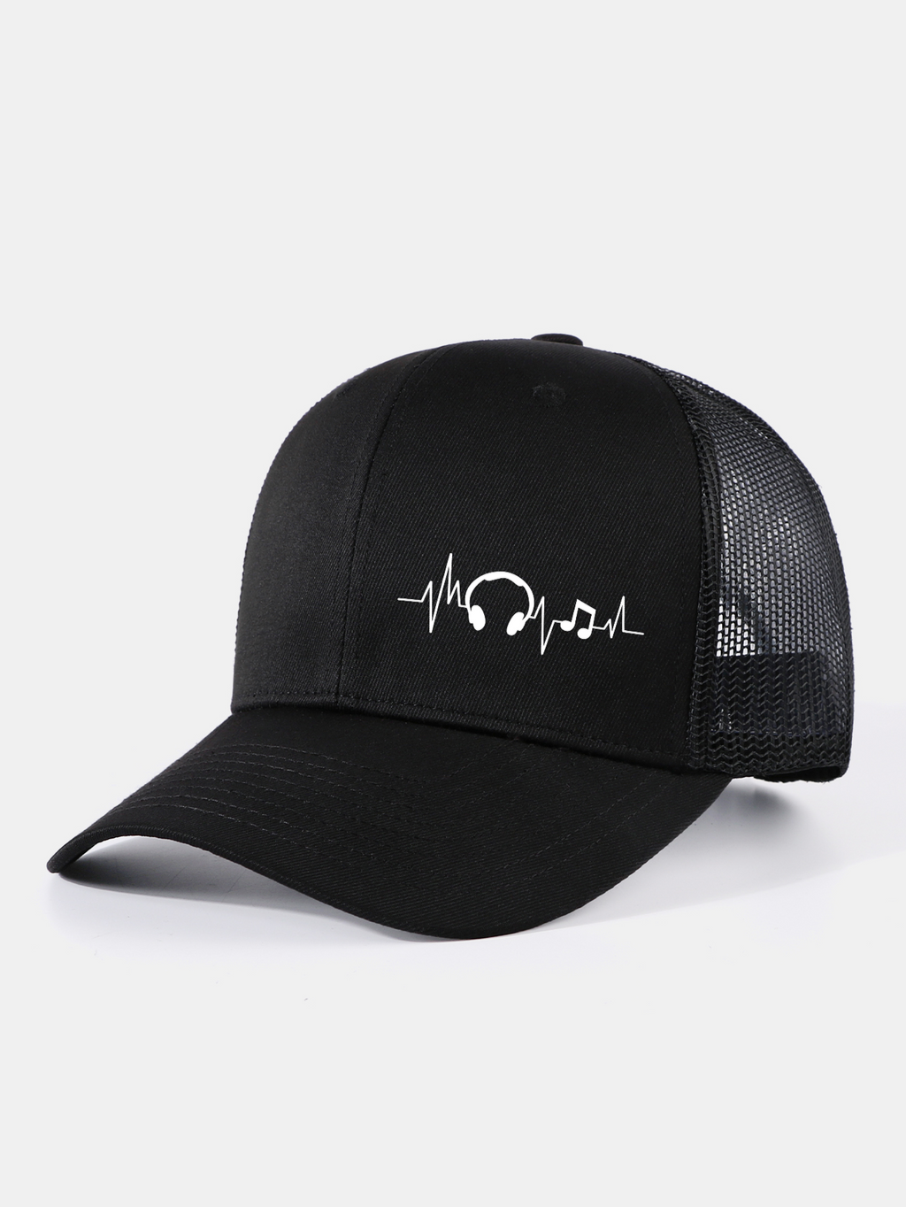 Musical Heartbeat Print Mesh Baseball Cap