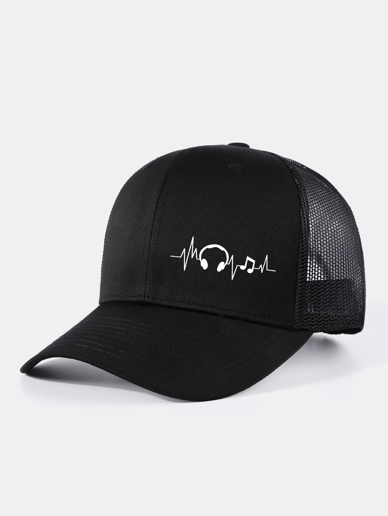 Musical Heartbeat Print Mesh Baseball Cap