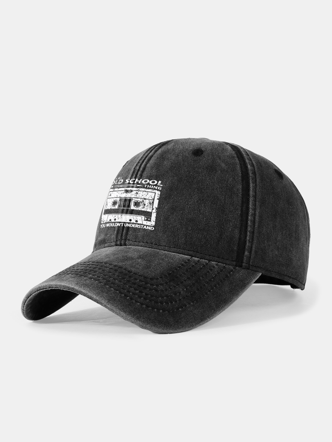 Cassette Tape Print Washed Baseball Cap