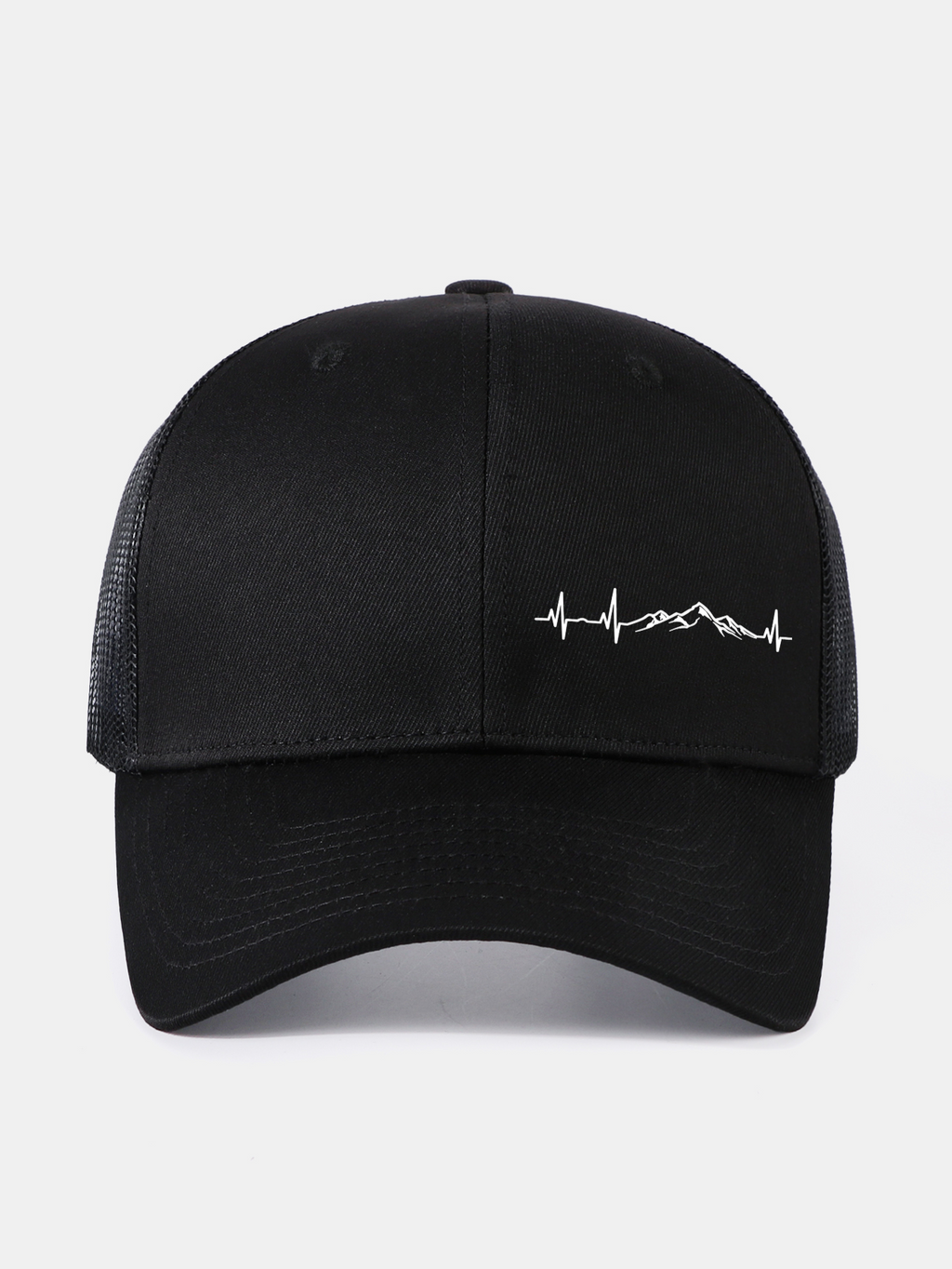 Mountain Heartbeat Print Mesh Baseball Cap