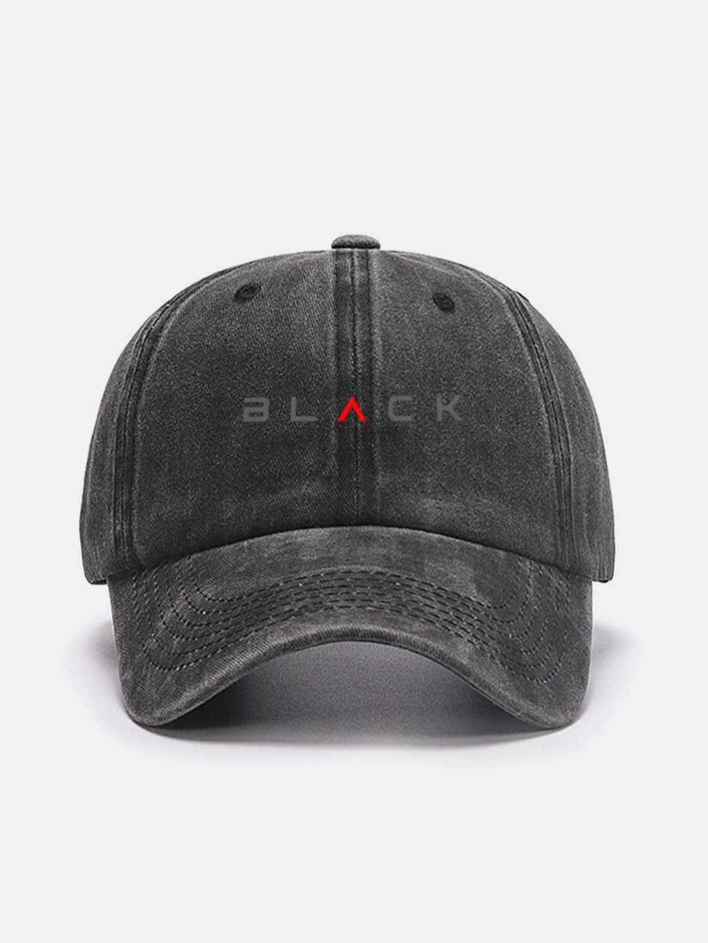 Black Print Washed Baseball Cap