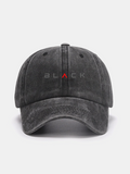 Black Print Washed Baseball Cap