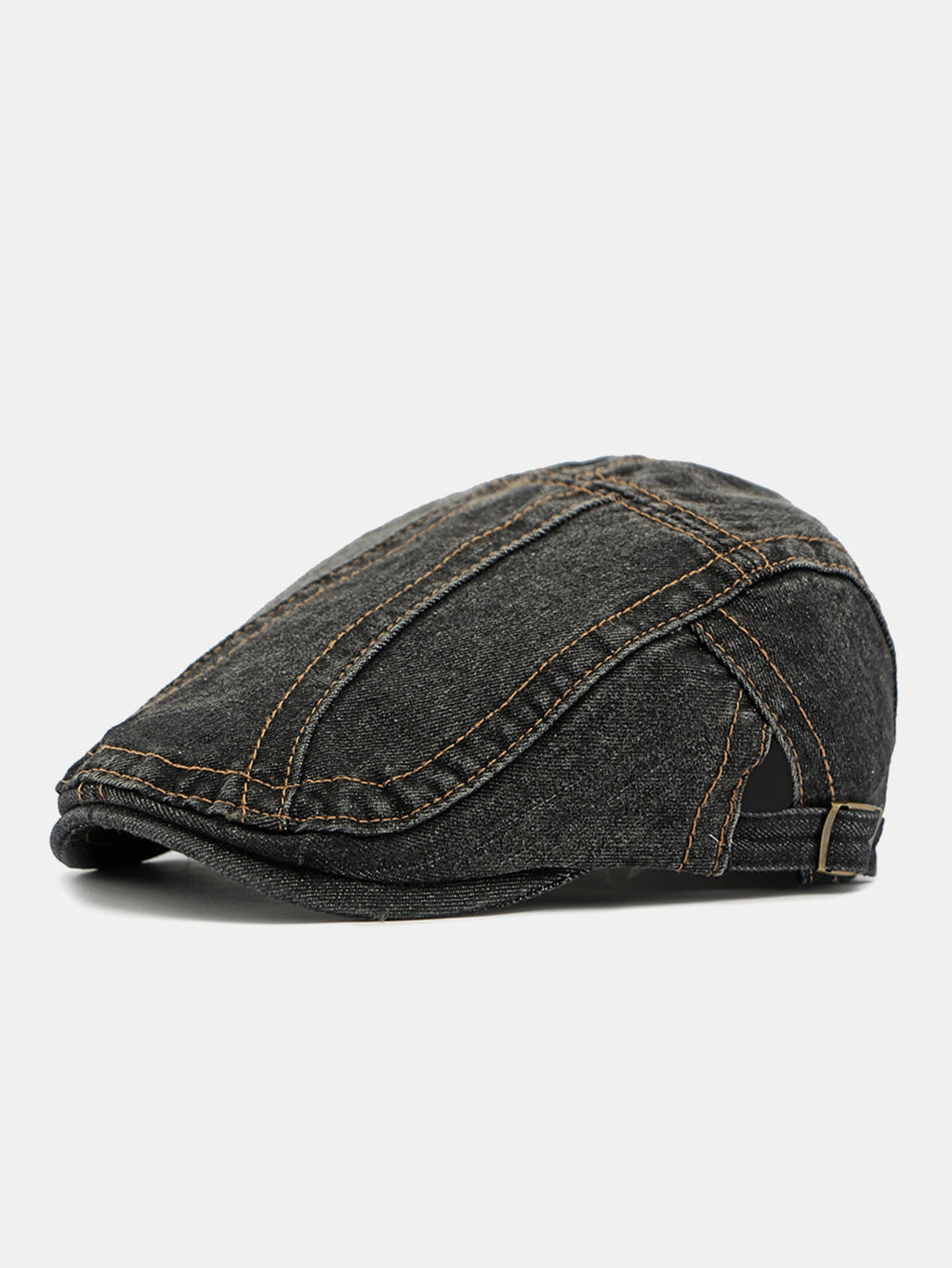 Vintage Washed Denim Flat Cap Adjustable Ivy Newsboy Hat