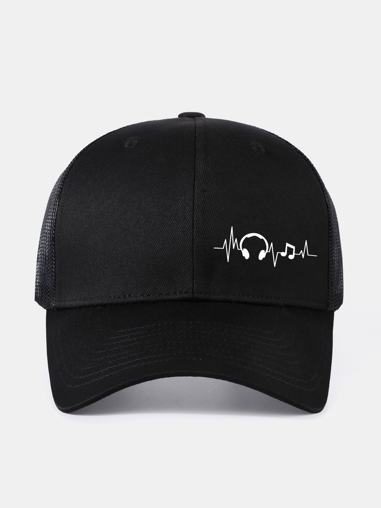 Musical Heartbeat Print Mesh Baseball Cap