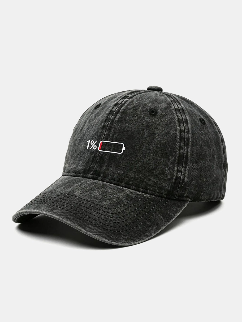 1% Battery Embroidered Washed Baseball Cap
