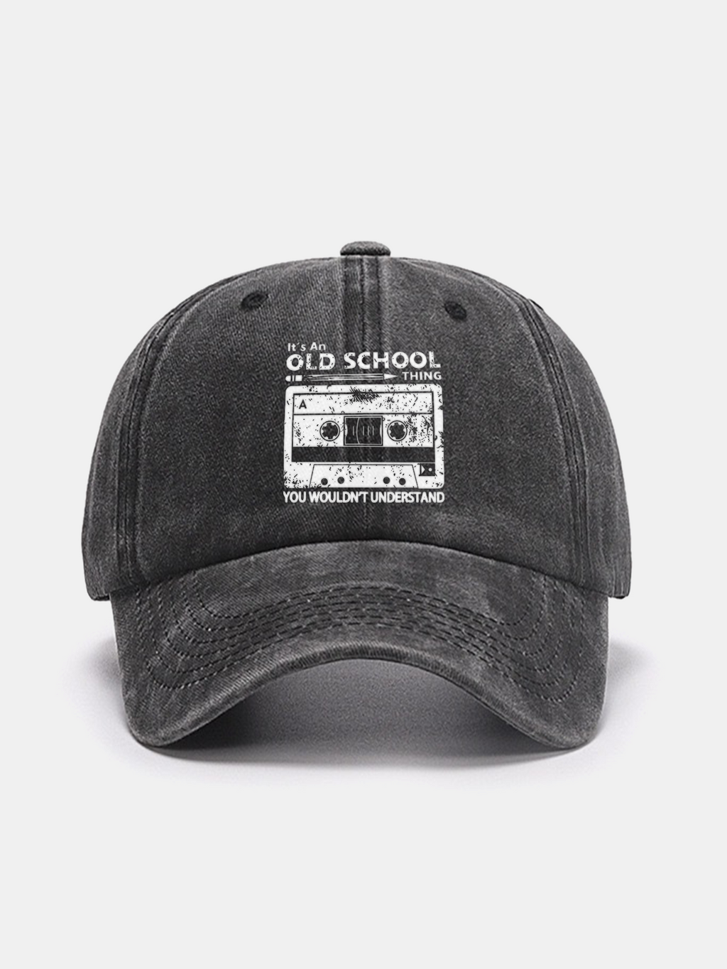 Cassette Tape Print Washed Baseball Cap