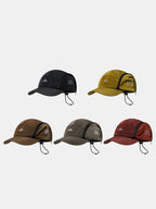 Quick Dry Lightweight Trail 5 Panel Cap | Mountain Logo Embroidery Rear Drawstring Adjustable Cord Lock Outdoor Climbing Sports Hat